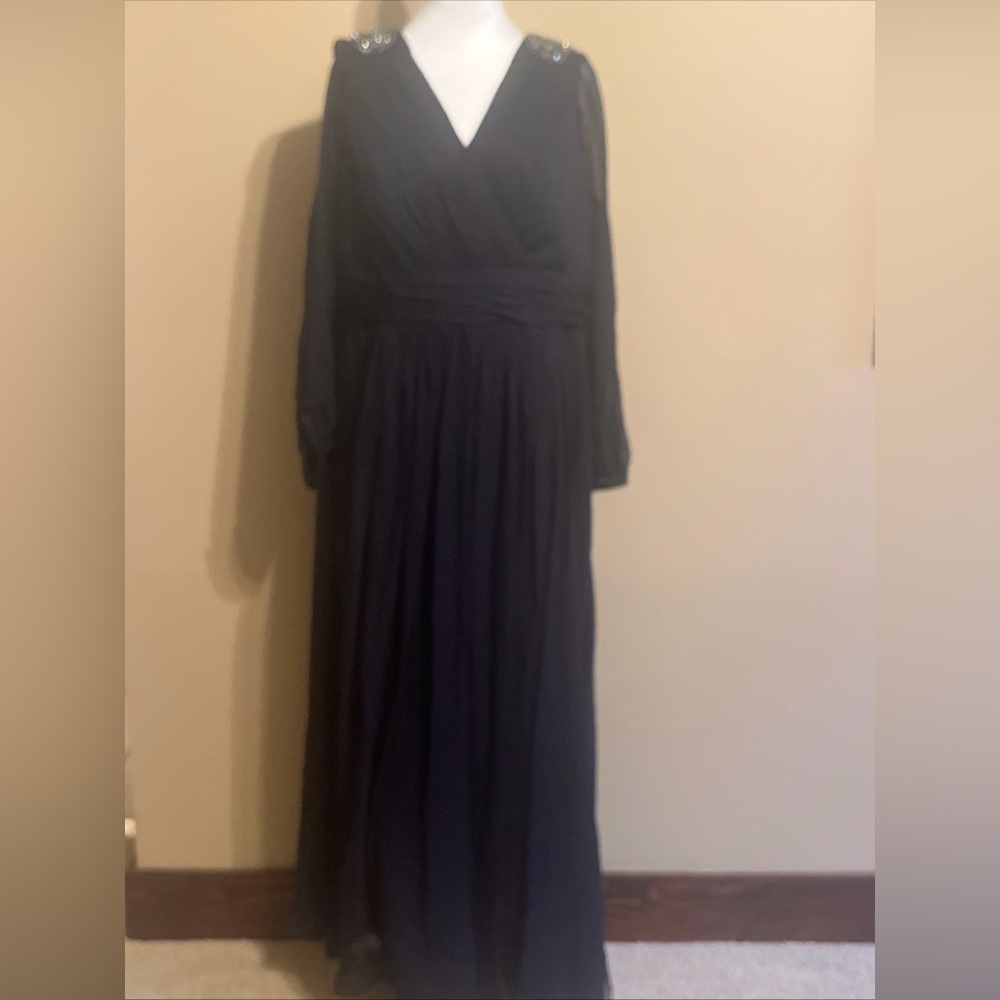 Rina diMontella Evening Gown Size 18 Mother of Bride Groom Long Dress Navy blue